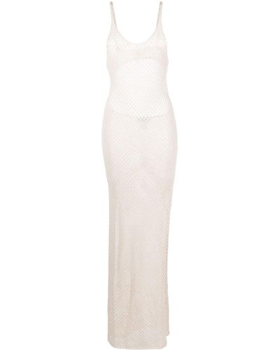 Laneus Rückenfreies Kleid mit Lochstrickmuster - Weiß