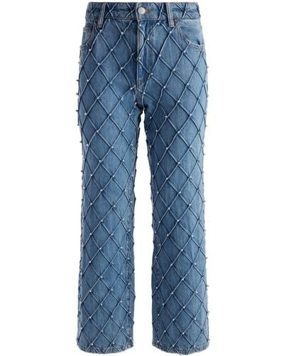 Alice + Olivia Weezy Quilted Cropped Jeans - Blue