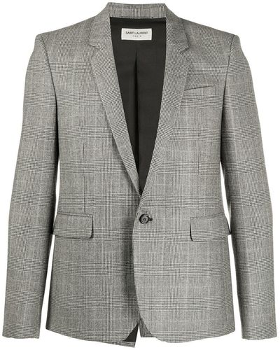 Saint Laurent Blazer à motif pied-de-poule - Gris