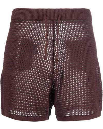 Nanushka Open-knit Drawstring Shorts - Purple