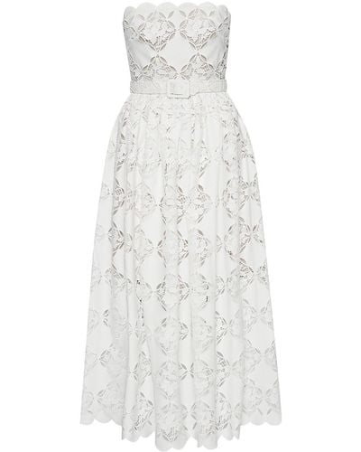 Oscar de la Renta Gardenia Guipure Midi Dress - White