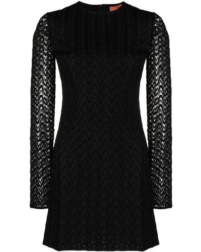 Missoni Vestido corto con tejido en zigzag - Negro