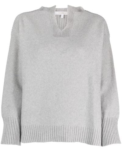 Antonelli Split-neck Ribbed-panelled Sweater - Gray