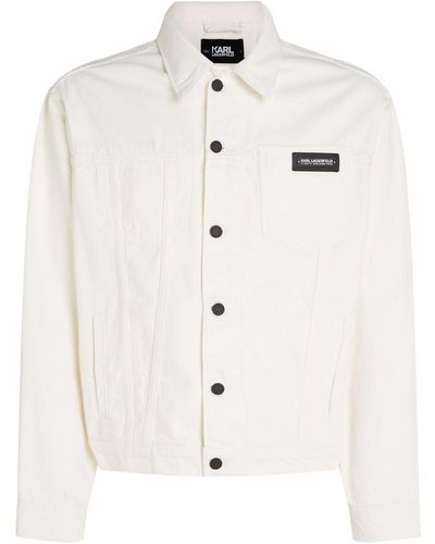 Karl Lagerfeld Denim Shirtjack Met Logopatch - Wit