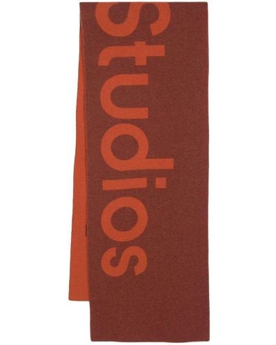 Acne Studios Schal mit Intarsien-Logo - Rot