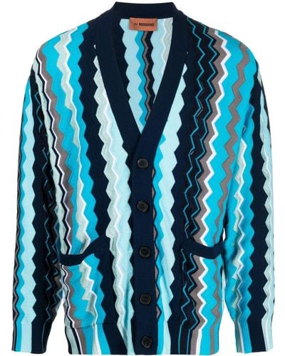 Missoni Zigzag Pattern Cardigan - Blue