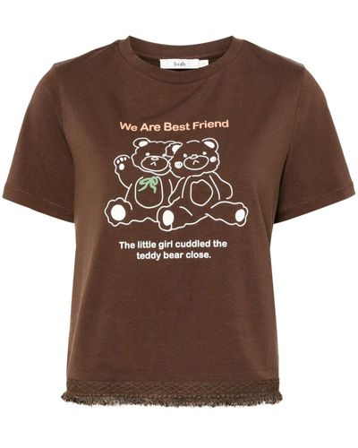 B+ AB T-shirt Bear con frange - Marrone