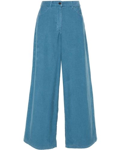 The Row Pantalon ample Chan en velours côtelé - Bleu