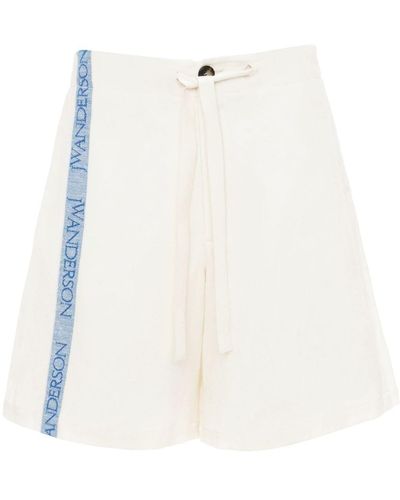 JW Anderson Shorts a gamba ampia con banda logo - Bianco