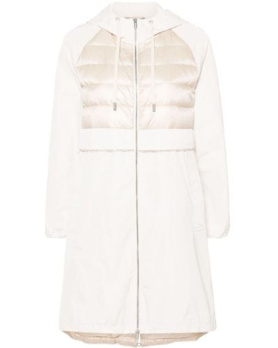 Peserico Bead-detail Quilted-panels Coat - White