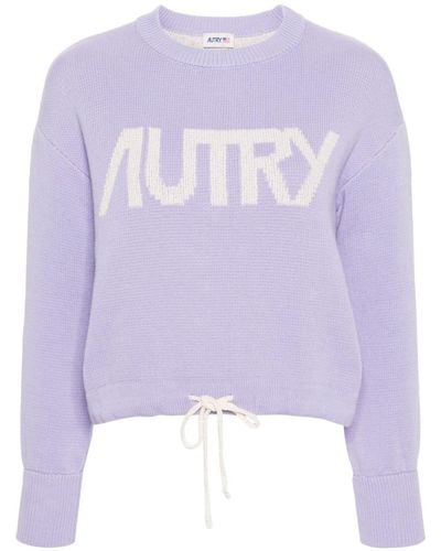 Autry Logo-intarsia Drawstring Sweater - Purple