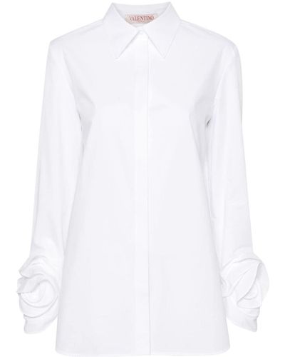 Valentino Garavani Flower-embellished Cotton Shirt - White