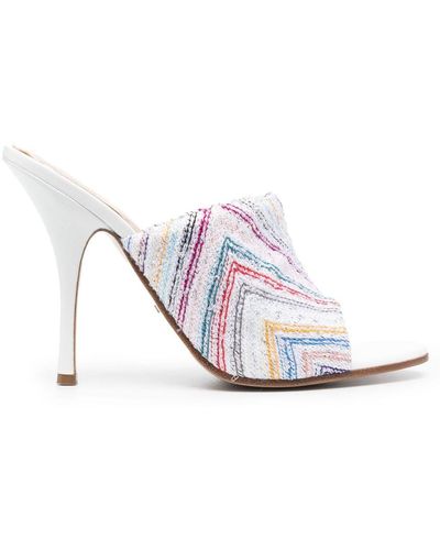 Missoni Mules in tweed con stampa 120mm - Bianco