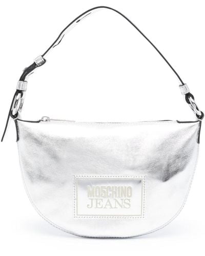 Moschino Jeans Logo-appliqué Leather Shoulder Bag - White