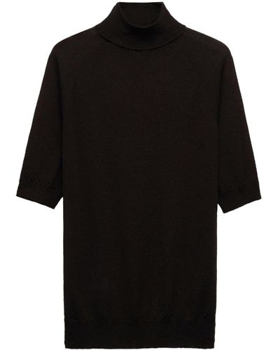 Prada Knitted Roll-neck Cashmere Top - Black