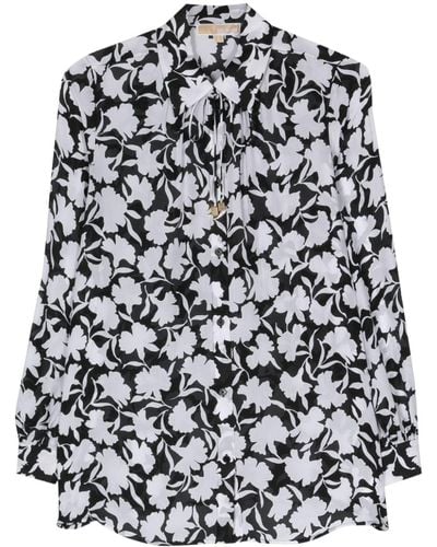 MICHAEL Michael Kors Shadow Floral Blouse Van Crêpe - Zwart