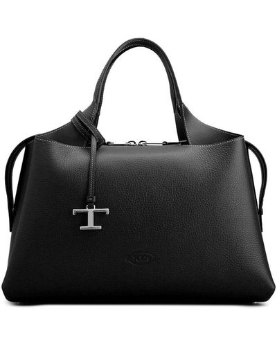 Tod's Logo-pendant Leather Shoulder Bag - Black