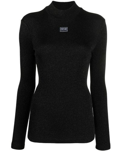 Versace Jeans Couture Jersey de canalé con parche del logo - Negro