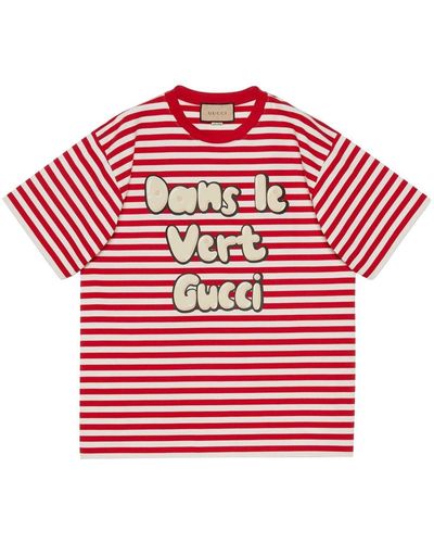Gucci Striped Dans Le Vert T-shirt - Red