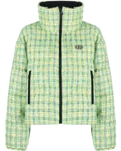 Karl Lagerfeld Bouclé Zip-up Puffer Jacket - Green