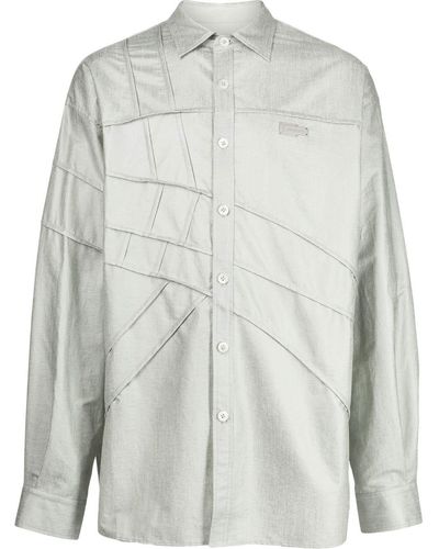 Feng Chen Wang Logo-plaque Cotton-blend Shirt - Grey
