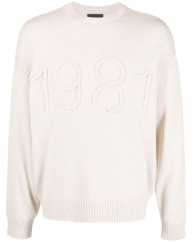 Emporio Armani Braided-1981 Knitted Sweater - White