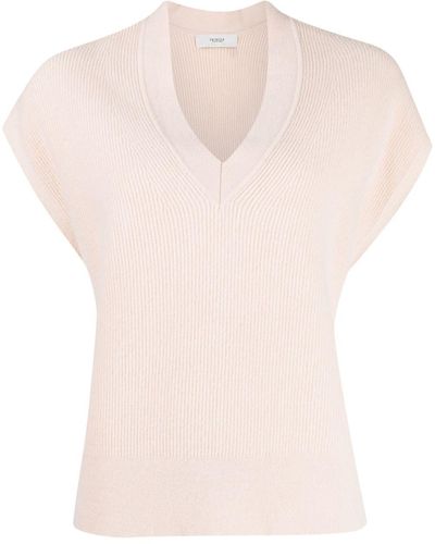Pringle of Scotland V-neck Short-sleeved Knitted Top - Pink