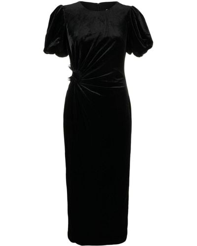 Self-Portrait Velvet Cut-out Midi Dress - Black