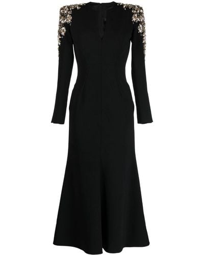 Jenny Packham Kay Crystal-embellished V-neck Gown - Black