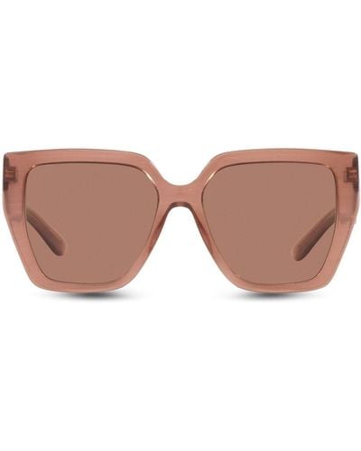 Dolce & Gabbana Transparent-frame Logo-plaque Sunglasses - Brown