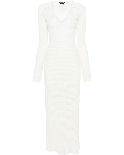 Tom Ford Pointelle-knit Maxi Dress - White