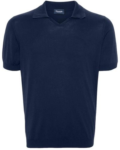 Drumohr Fine-knit Polo Shirt - Blue