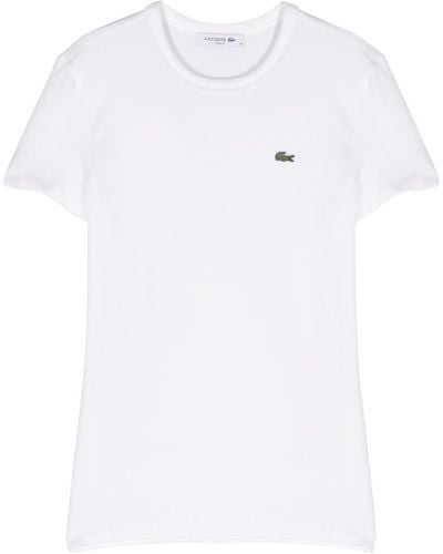 Lacoste Logo-patch Cotton-blend T-shirt - White
