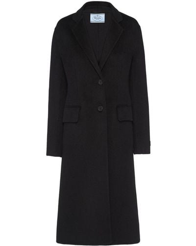 Prada Single-breasted Cashgora Coat - Black