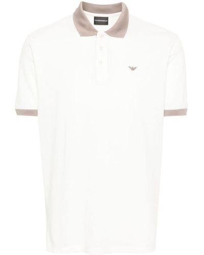 Emporio Armani Polo en coton à logo brodé - Blanc