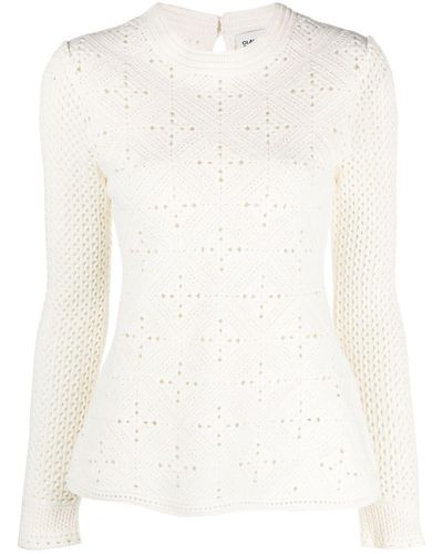 Claudie Pierlot Pointelle-knit Long-sleeve Top - White