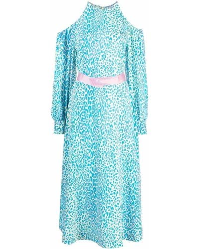 Stella McCartney Leopard-print Belted Dress - Blue