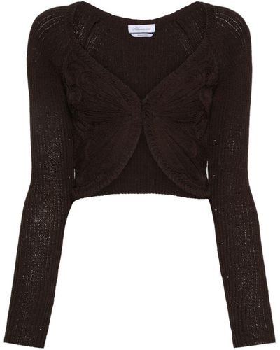 Blumarine Butterfly-embroidered Cardigan - Black