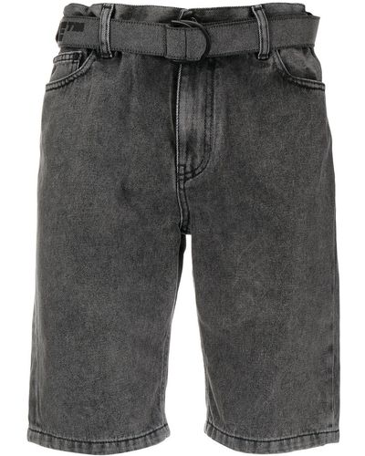 Off-White c/o Virgil Abloh Jeans-Shorts mit Logo-Gürtel - Grau