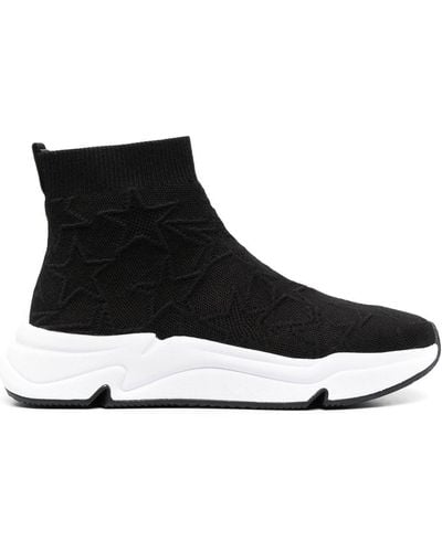 Ash Miss Flower Knitted High-top Sneakers - Black