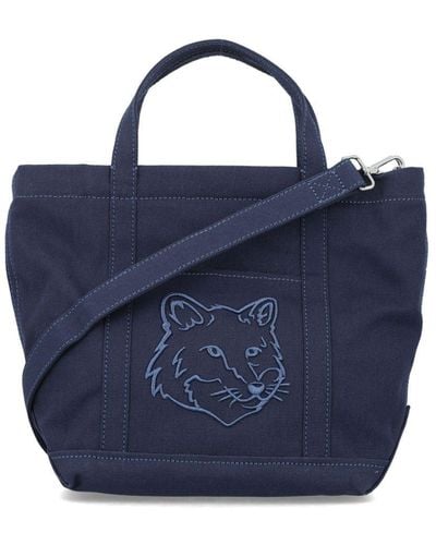 Maison Kitsuné Small Fox Head Tote Bag - Blue