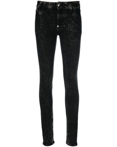 Philipp Plein Skull-embroidered Ripped Skinny Jeans - Black