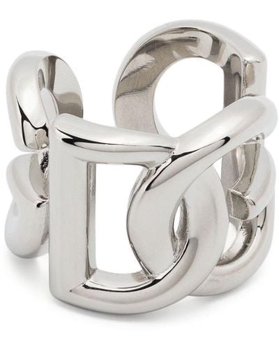 Dolce & Gabbana Logo-plaque Engraved Ring - White