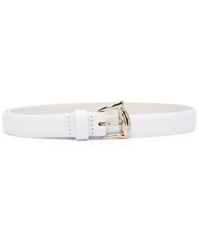 Alberta Ferretti Thin Leather Belt - White