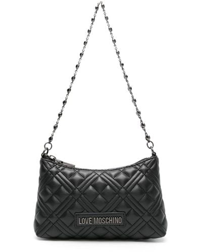 Love Moschino Logo-plaque Quilted Shoulder Bag - Black