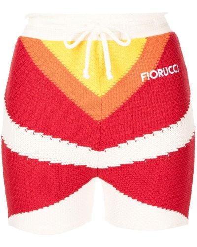 Fiorucci Logo-print Knitted Shorts - Red