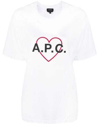 A.P.C. T-shirt en coton à logo cœur - Blanc