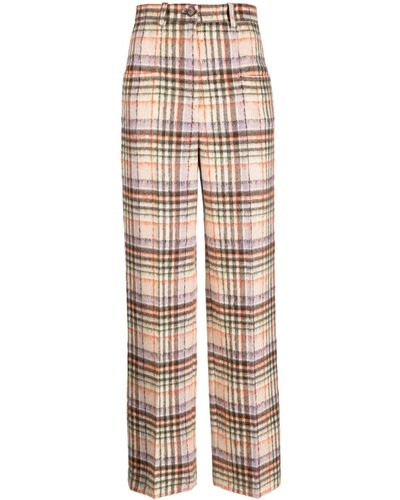 Sonia Rykiel Checked Felted Wool Straight-leg Trousers - Natural