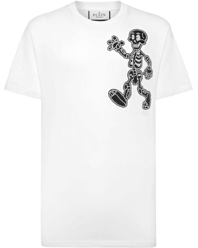 Philipp Plein Skeleton Cotton T-shirt - White