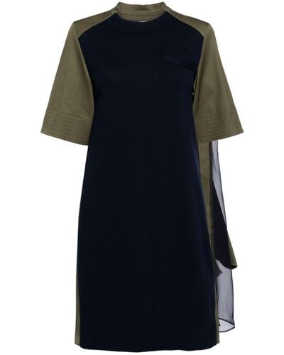 Sacai Panelled T-shirt Dress - Blue